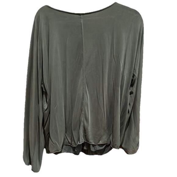 Free People Teal Long Sleeve Blouse size Medium Vneck - Picture 6 of 7